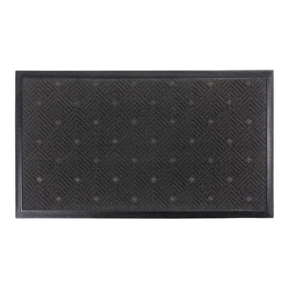 KAF Home Nested Angles Indoor/Outdoor Mat with PVC Backing - 17" x 30" (Black)