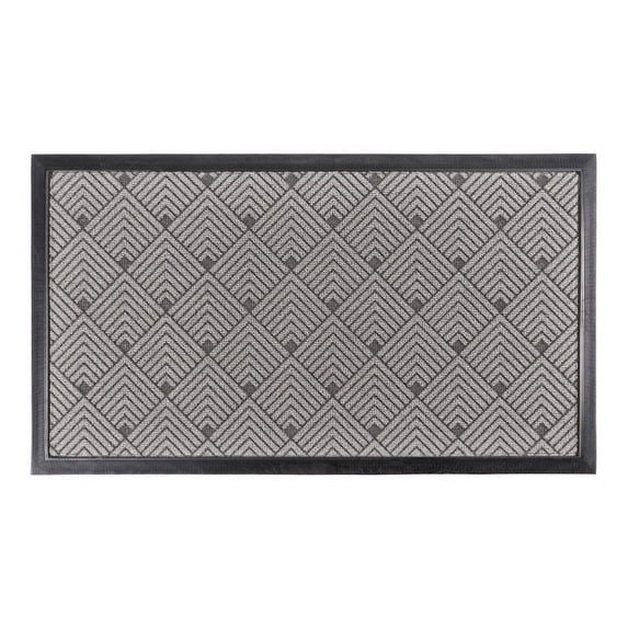 KAF Home Nested Angles Indoor/Outdoor Mat with PVC Backing - 17" x 30" (Gray)