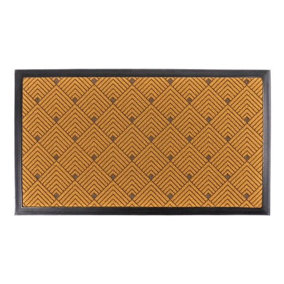 KAF Home Nested Angles Indoor/Outdoor Mat with PVC Backing - 17" x 30" (Natural)