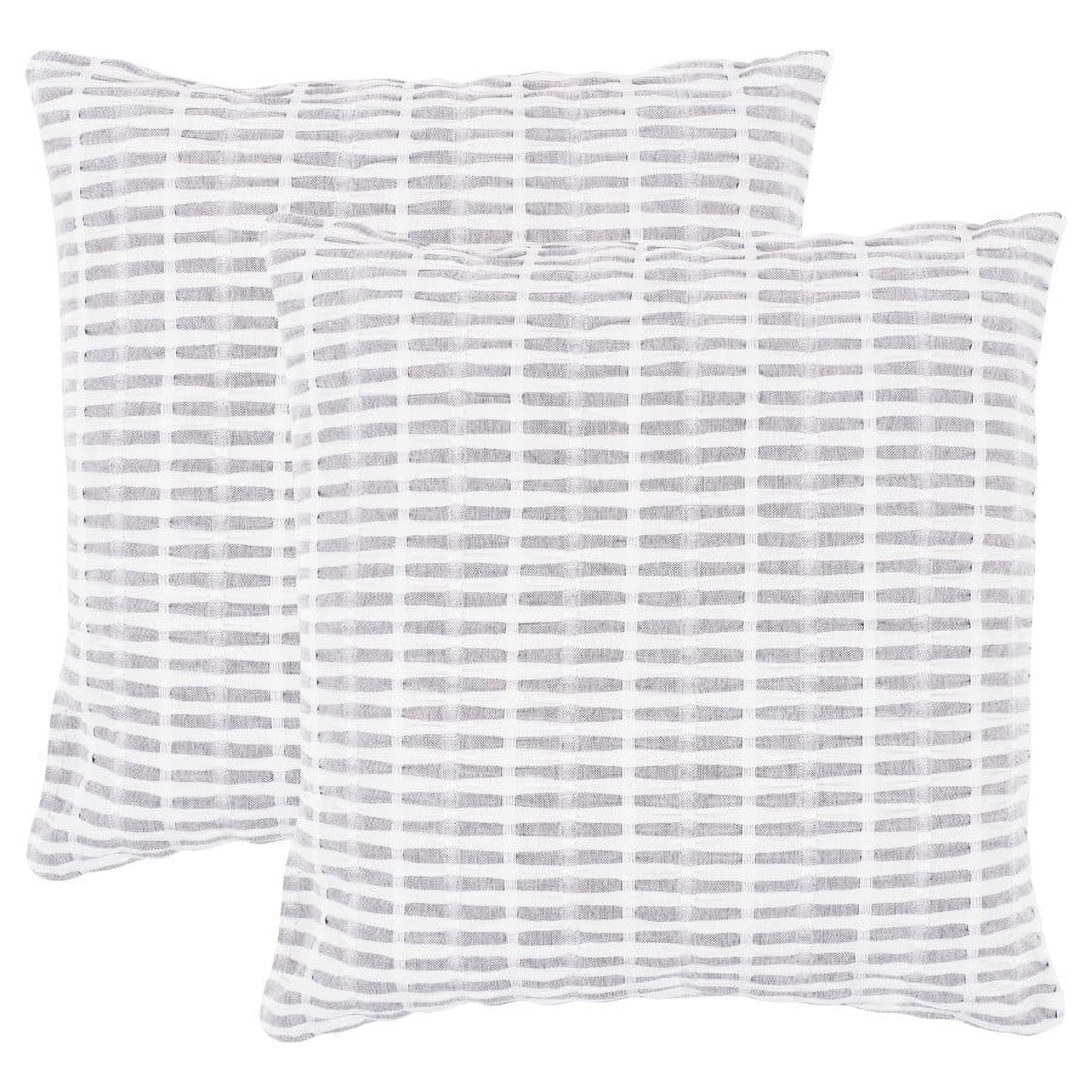 Gray and White Cotton Euro Pillow Covers Set of 2