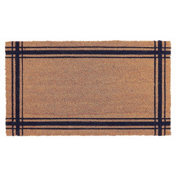 KAF Home Printed Coir Doormat with Non-Slip PVC Backing - 17 by 30 inches (Blue Lyon Stripe)