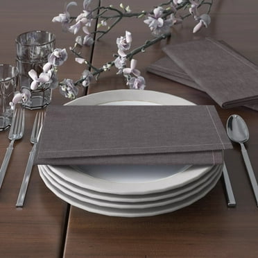 KAF Home  Set of 4 Chambray Cotton Napkins, 20"x20" 20 x 20 - Black