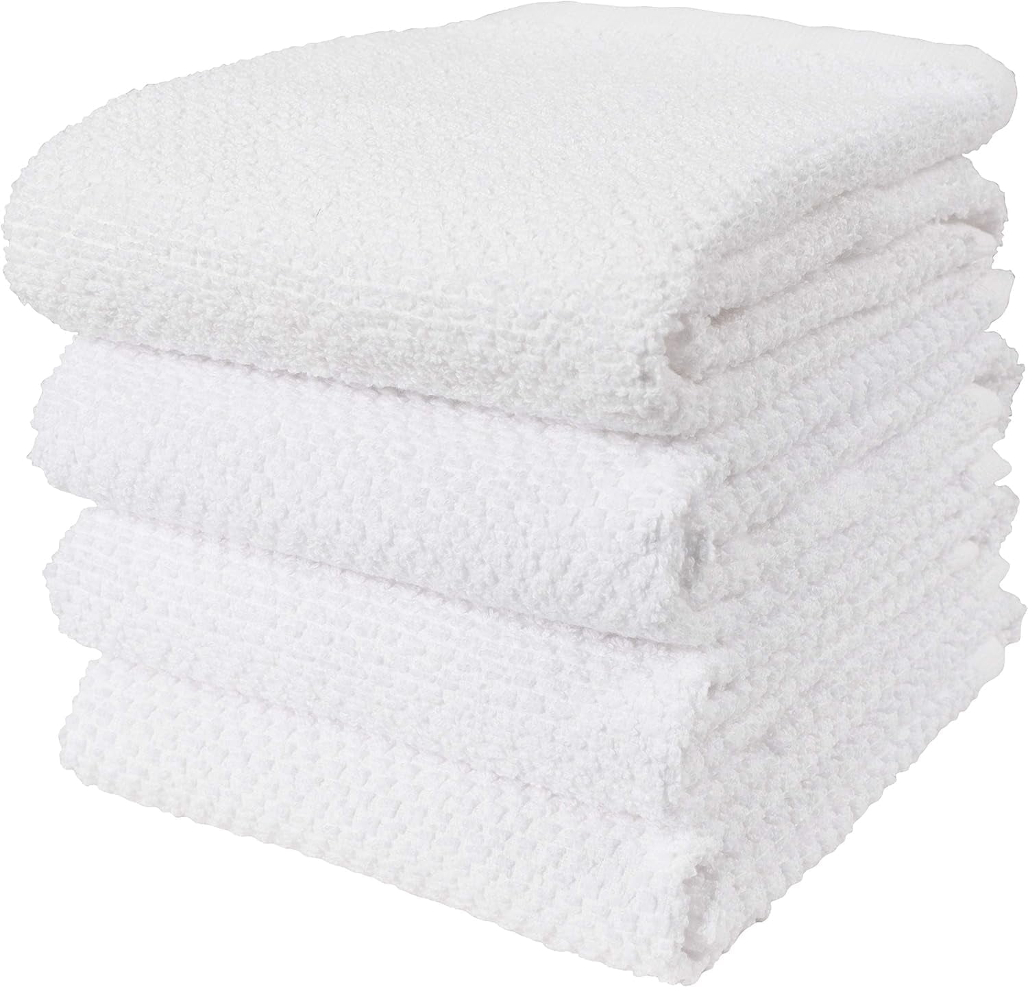 KAF Home Deluxe Kitchen Towels Set, Popcorn Terry Dish Towels, 18” x 28”, White, 4 Pack