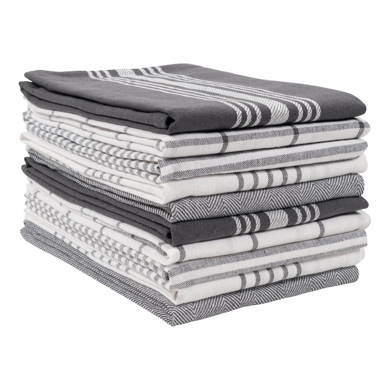Cotton Tea Towel - Dark gray/striped - Home All