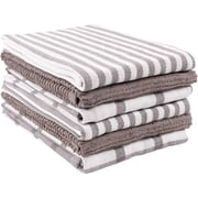 KAF Home Tiburon Kitchen Towels, Mixed Flat and Wave Terry, 100% Cotton, Set of 6, 18" x 28", Pewter