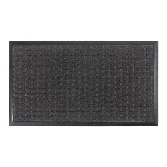KAF Home Tufted Chain Indoor/Outdoor Mat with PVC Backing - 17" x 30" (Black)