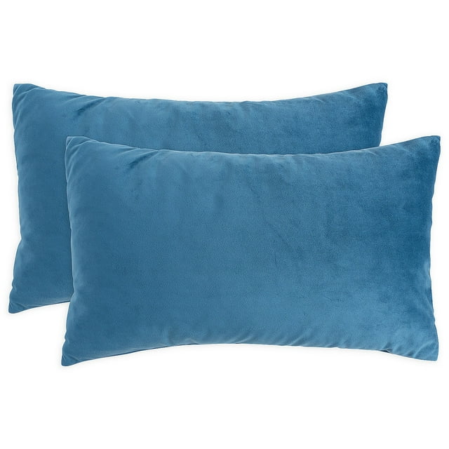 KAF Home Velvet  Set of 2 Pillow Covers - 12" x 20" (Blue)