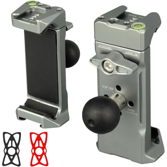 KAFEN-Aluminum Cell Phone Holder with 20mm (0.78 inches) Ball Mount Adapter, 20mm Ball Mount Bike Motorcycle Car Phone Holder with Double Protection Anti-loosening Locking knob