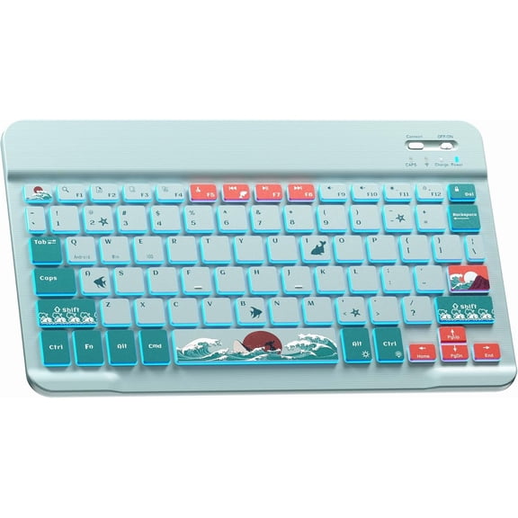 KAFEN-Bluetooth Keyboard, XVX WK80 Portable Travel Keyboard Compatible with Windows, iOS, Android, iPhone, and Tablets-Blue