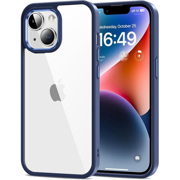 KAFEN-Case for iPhone 14 Plus 6.7-Inch, Non-Yellowing, Drop Protection, Anti-Scratch Transparent Hard Back Phone Cover - Blue