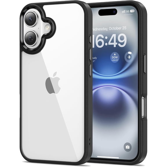 KAFEN-Case for iPhone 16 Plus 6.7-Inch, Non-Yellowing, Drop Protection, Anti-Scratch Transparent Hard Back Phone Cover - Black