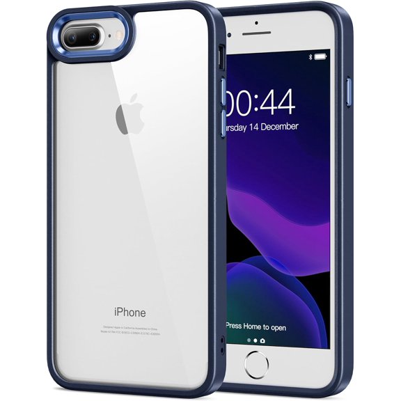 KAFEN-Case for iPhone 7 Plus/iPhone 8 Plus 5.5-Inch, Non-Yellowing, Drop Protection, Anti-Scratch Transparent Hard Back Phone Cover - Blue