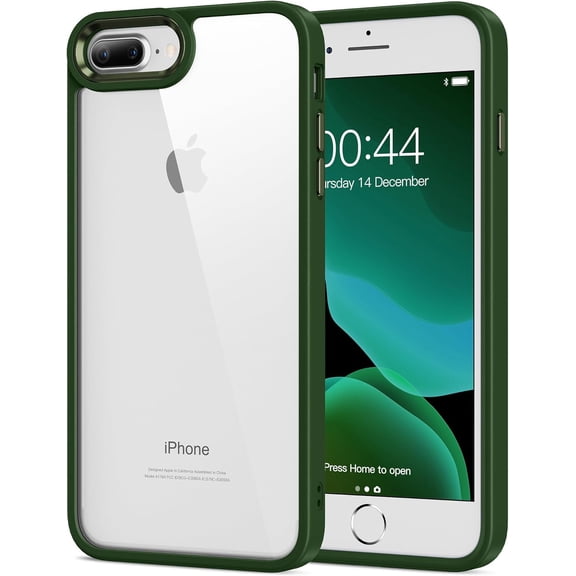 KAFEN-Case for iPhone 7 Plus/iPhone 8 Plus 5.5-Inch, Non-Yellowing, Drop Protection, Anti-Scratch Transparent Hard Back Phone Cover - Green