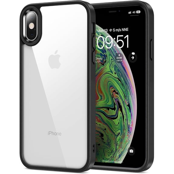 KAFEN-Case for iPhone Xs Max 6.5-Inch, Non-Yellowing, Drop Protection, Anti-Scratch Transparent Hard Back Phone Cover - Black