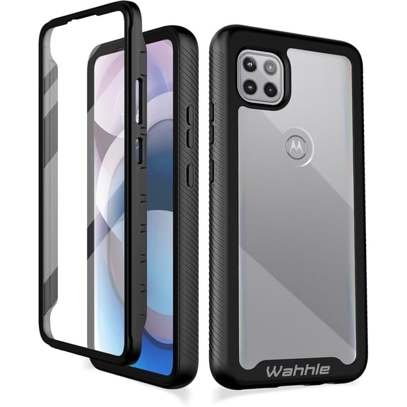 KAFEN-Compatible with Motorola One 5G Ace Phone Case, Built in Screen Protector Full Body Shockproof Slim Fit Bumper Protective Phone Cover for 1 5G Ace Men Women-Black/Clear