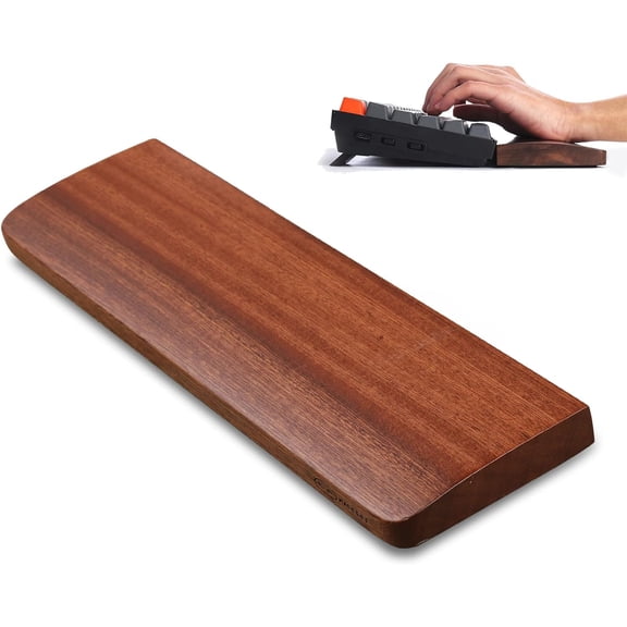 KAFEN-Keyboard Wooden Wrist Rest, Black Walnut Solid Wood Non-Slip Ergonomic Palm Rest for Compact 60% Keyboard, Durable and Easy to Clean