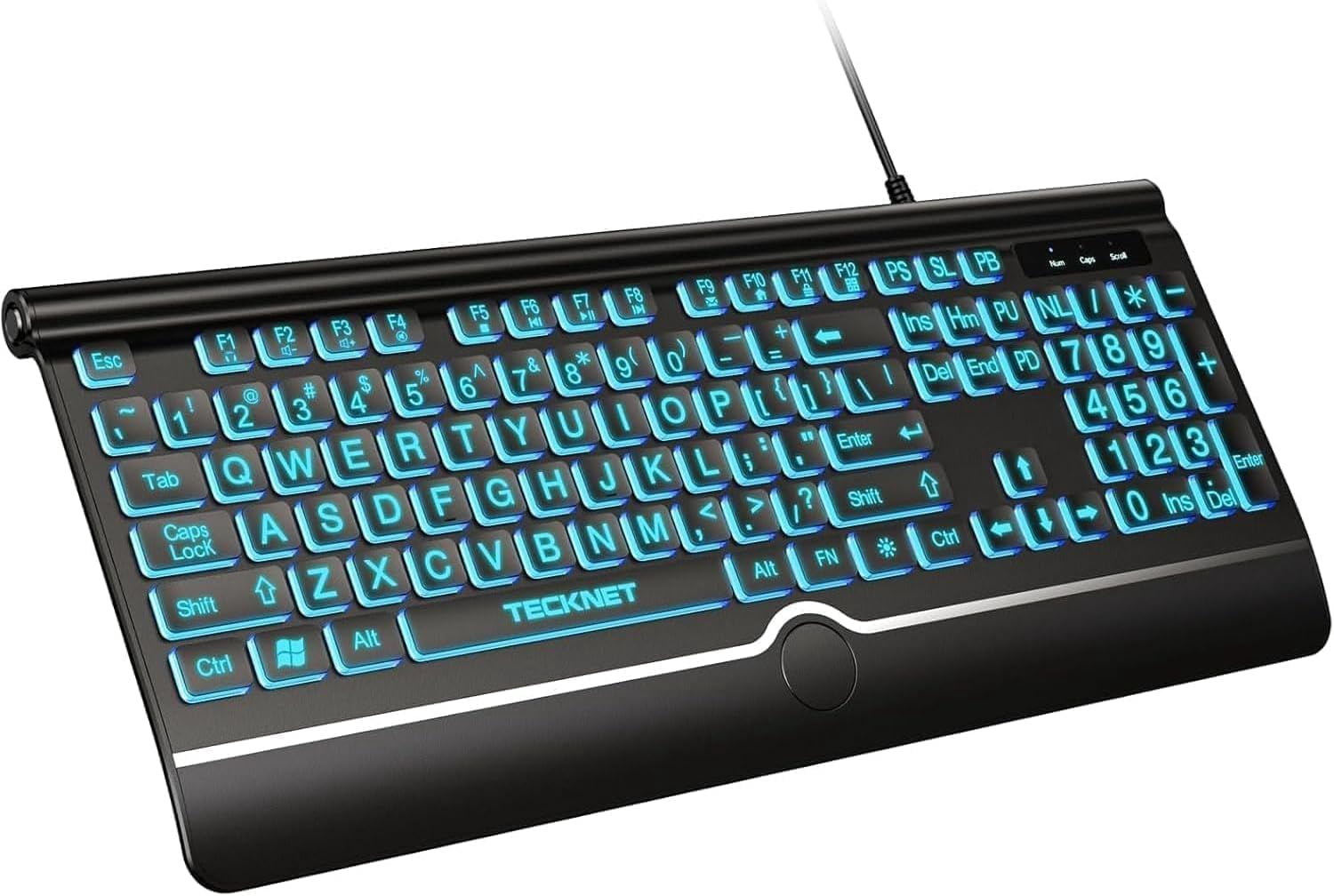 KAFEN-Large Print Backlit Keyboard, Wired USB-A Computer Keyboard with ...