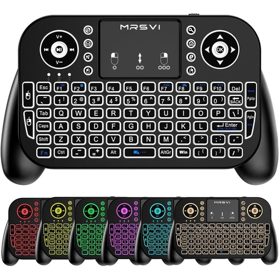 KAFEN-Mini Keyboard with Touchpad-2.4GHz & Bluetooth Dual-Mode,7-Color Backlight, Multimedia Hotkeys, Rechargeable, for Android TV Box, Smart TV, Projector, PS3, PC, Tablet, Windows/iOS/Android