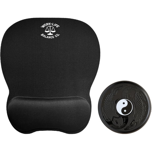 KAFEN-Mouse Pad and Mouse Jiggler Combo, Ergonomic Mouse Pad with Memory Foam Wrist Support, Pain Relief, Portable Mousepad for Computer, Laptop, Office, Home or Travel, Non-Slip Base, Waterproof Sur