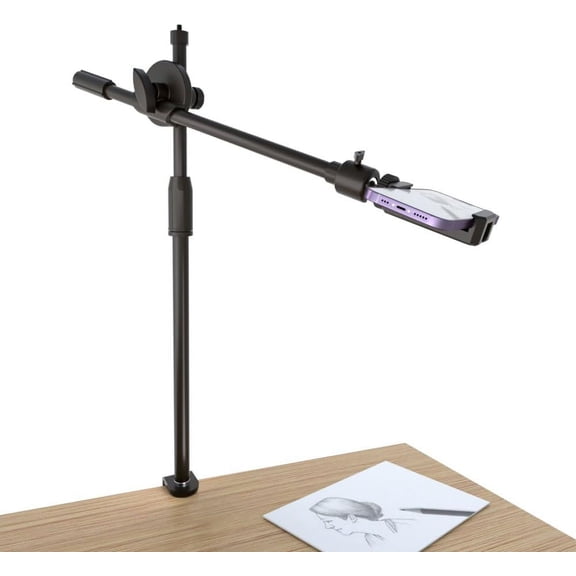 KAFEN-Overhead Phone Mount,Overhead Camera Mount Stand with 360 Ballhead, Webcam Stand, for YouTube Video Recording Zoom Meetings Vlogging TikTok Live Streams Cooking Nail Art