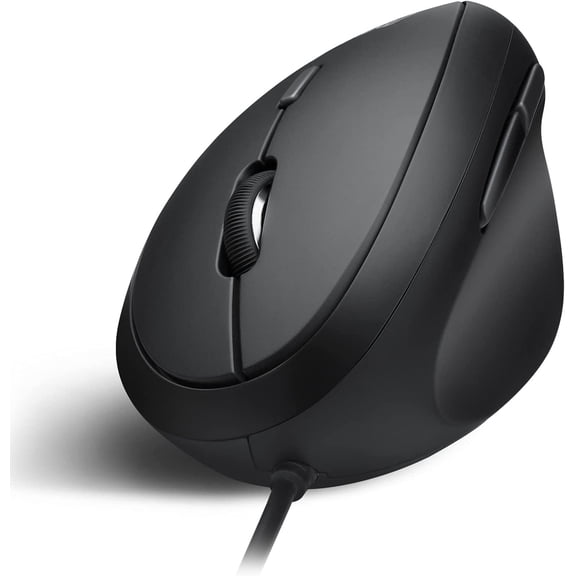 KAFEN-PERIMICE-519 Wired Ergonomic Vertical Mouse - Portable Small Design - 105x67x58 mm - Right Handed Black