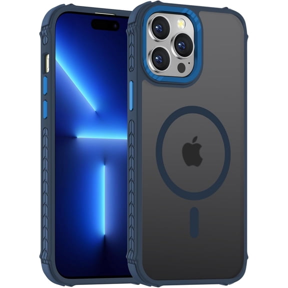 KAFEN-Strong Magnetic Case for iPhone 14 Pro Max 6.7-Inch,[Compatible with Magsafe][Military Grade Drop Protection] Translucent Matte Shockproof Protective Phone Cover-Forest Blue