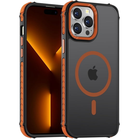 KAFEN-Strong Magnetic Case for iPhone 14 Pro Max 6.7-Inch,[Compatible with Magsafe][Military Grade Drop Protection] Translucent Matte Shockproof Protective Phone Cover-Forest Orange | Translucent Mat