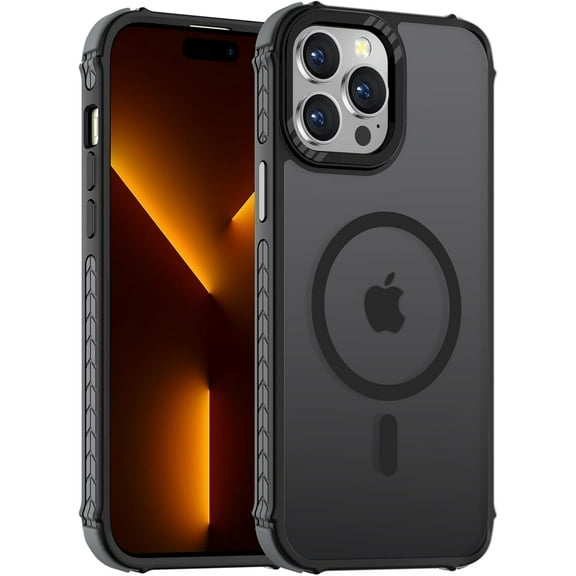 KAFEN-Strong Magnetic Case for iPhone 15 Pro Max 6.7-Inch,[Compatible with Magsafe][Military Grade Drop Protection] Translucent Matte Shockproof Protective Phone Cover-Forest Black