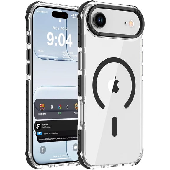 KAFEN-Strong Magnetic Case for iPhone Air 6.5-Inch,[Compatible with Magsafe][Military Grade Drop Protection] Clear Slim Shockproof Protective Phone Cover-Transparent+Black