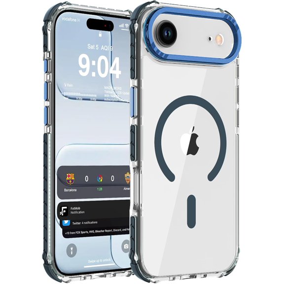 KAFEN-Strong Magnetic Case for iPhone Air 6.5-Inch,[Compatible with Magsafe][Military Grade Drop Protection] Clear Slim Shockproof Protective Phone Cover-Transparent+Blue