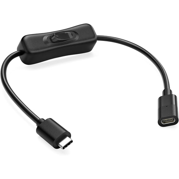 KAFEN-USB Type-C Extension Cable with On Off Switch [1ft], USB 3.1 Type-C Male to Female Extension Cable with ON/Off Switch Support Video/Data/PD Charging