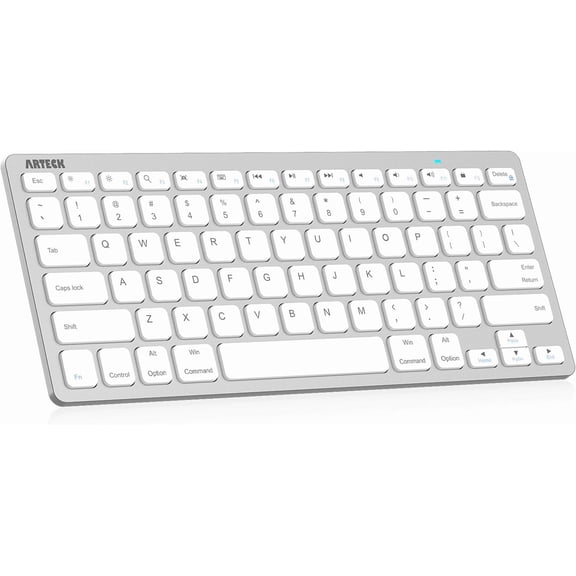 KAFEN-Ultra-Slim Bluetooth Keyboard Compatible with iPad 10.2-inch/iPad Air/iPad 9.7-inch/iPad Pro/iPad mini, iPhone and Other Bluetooth Enabled Devices Including iOS, Android, Windows Silver