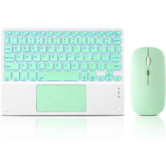 KAFEN-Ultra-Slim Lightweight Bluetooth Keyboard with Built-in Touchpad Portable Mini Wireless Keyboard Rechargeable 7-Color Backlit for iPad iPhone Samsung Tablet iPhone Smartphone iOS Android Window