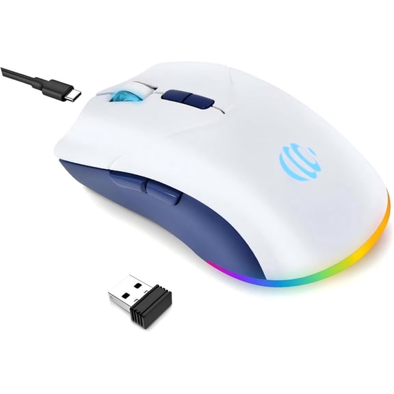 KAFEN-Wireless Bluetooth Mouse, Rechargeable USB Optical Mouse, 3 Adjustable DPI, LED Silent Dual Mode(Bluetooth 5.2 and 2.4G) Wireless Mouse for Mac, Laptop, PC, Android, Windows