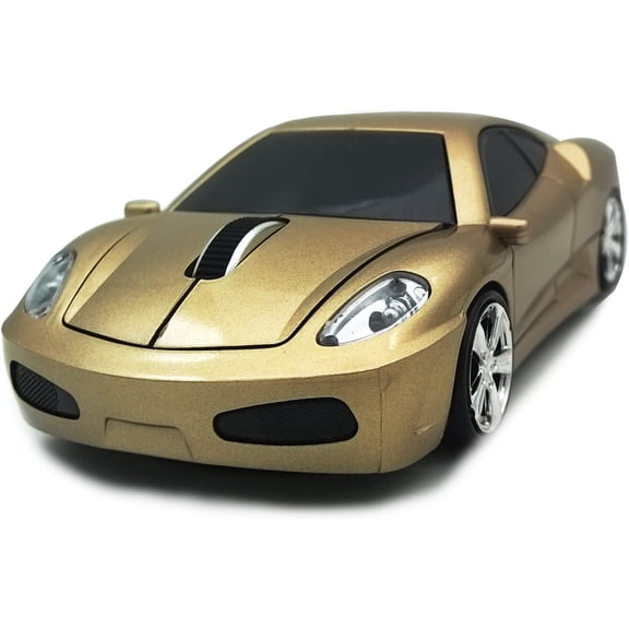 KAFEN-Wireless Car Mouse, 2.4GHz Optical Gaming Mouse Cool Sport Car Wireless Mouse, DPI 1600, 3D - Gold