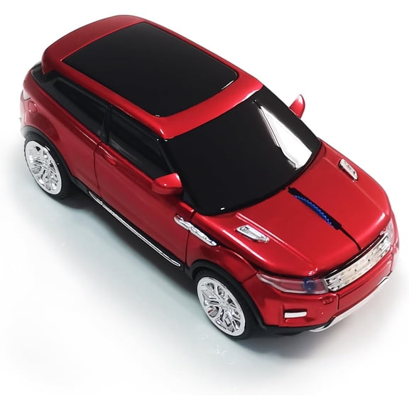 KAFEN-Wireless Car Mouse, Cool SUV Car Shaped Mice, 1600 DPI, 3D, 2.4Ghz, USB Receiver, Headlights with LED Blue Light, for Computer Laptop (L-Red)