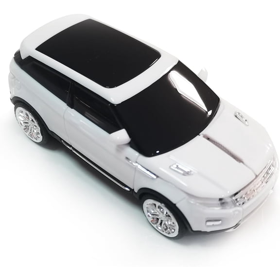 KAFEN-Wireless Car Mouse, Cool SUV Car Shaped Mice, 1600 DPI, 3D, 2.4Ghz, USB Receiver, Headlights with LED Blue Light, for Computer Laptop (L-White)