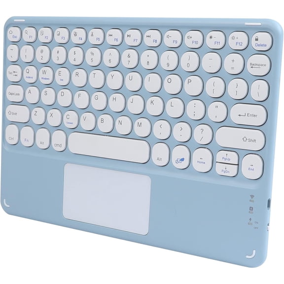 KAFEN-Wireless Keyboard with Touchpad, Ultra-Thin Rechargeable Bluetooth Keyboard Mini with Trackpad, Round Keys for iPad/iOS/Mac/Android/Windows (Blue)