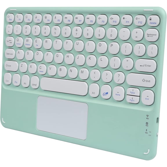 KAFEN-Wireless Keyboard with Touchpad, Ultra-Thin Rechargeable Bluetooth Keyboard Mini with Trackpad, Round Keys for iPad pro/iPad/iOS/Mac OS/Windows/Android (Green)