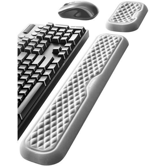 KAFEN-Wrist Rest for Keyboard and Mouse, Computer Ergonomic Wrist Support Pad, Soft Memory Foam Arm Cushion for Desk, Palm Hand Office Laptop Typing-Gray