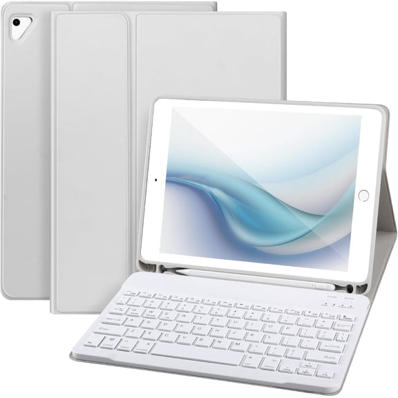 KAFEN-for iPad 6/5th Generation Case with Keyboard 2018/2017,Detachable Bluetooth Keyboard case for iPad Air 2/1,iPad Keyboard Case 9.7 inch with Pencil Holder,Square Keycaps,Gray
