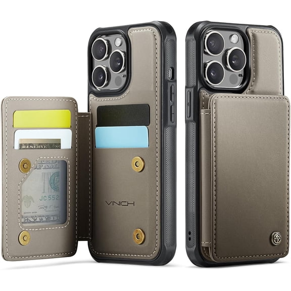 KAFEN-for iPhone 12 Pro Max Wallet Case with Card Holder, RFID Blocking Credit Slots Kickstand Shockproof Phone Cover Fit for iPhone 12 Pro Max 6.7" Gray