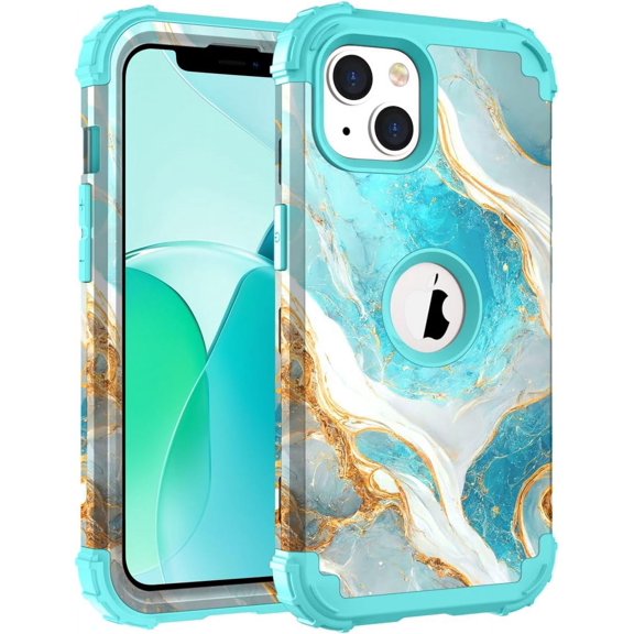 KAFEN-for iPhone 14 Plus Case, Heavy Duty Shockproof Protection Soft Silicone Rubber+Hard Plastic Bumpers Hybrid Protective Case for iPhone 14 Plus 6.7" 2022 - Teal