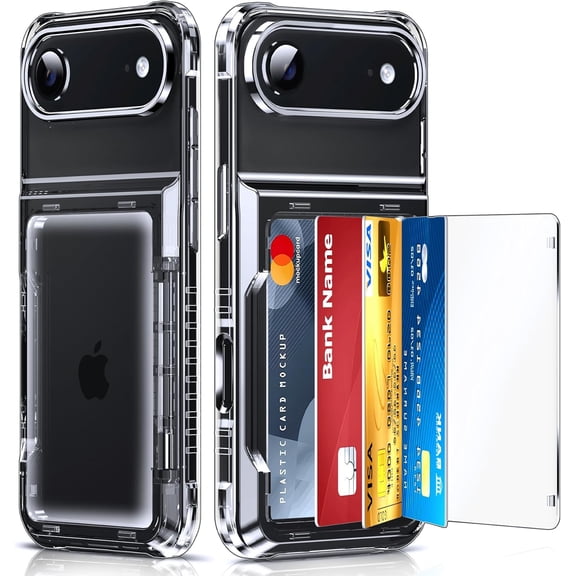 KAFEN-for iPhone-17-Air Case Wallet: Clear i Phone 17air Cover with Card Holder Funda para iPhone17 Air Walli Card Slot Protective Military Grade Heavy Duty Women Men Cases, Transparent