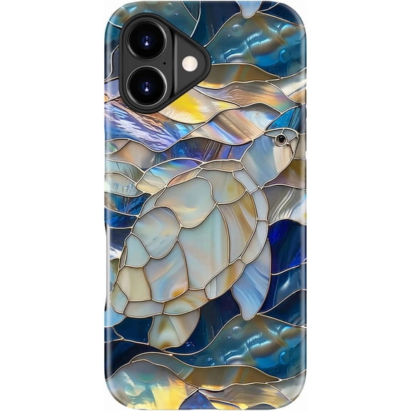 KAFEN-for iPhone 17 Case - Wireless Charging Compatible - Dual-Layer Hard Shell + Silicone Cover - Shockproof Protective Phone Case with Stylish Designs for Women - Abstract Sea Turtle