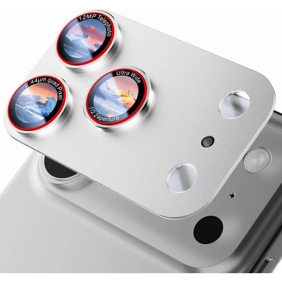 KAFEN-for iPhone 17 Pro Camera Lens Protector, 9H Military Grade High-Alumina Tempered Glass Cover, Shatterproof with Strong Adhesion, Case Friendly & 1:1 Perfect Fit Camera Protector (Silver)