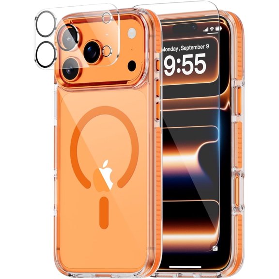 KAFEN-for iPhone 17 Pro Case,Compatible with Magsafe,Anti-Slip Shockproof Bumper,Shockproof Military Grade Drop,Full Protection Includes Screen & Lens Protectors, Magnetic Clear Slim Cover