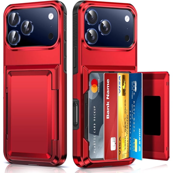 KAFEN-for iPhone-17-Pro-Max Case Wallet, Red Card Holder for i Phone 17 ProMax Cases Military Grade Shockproof Anti-Yellowing Heavy Duty Women Men Funda para Cover for iPhone 17Pro Max