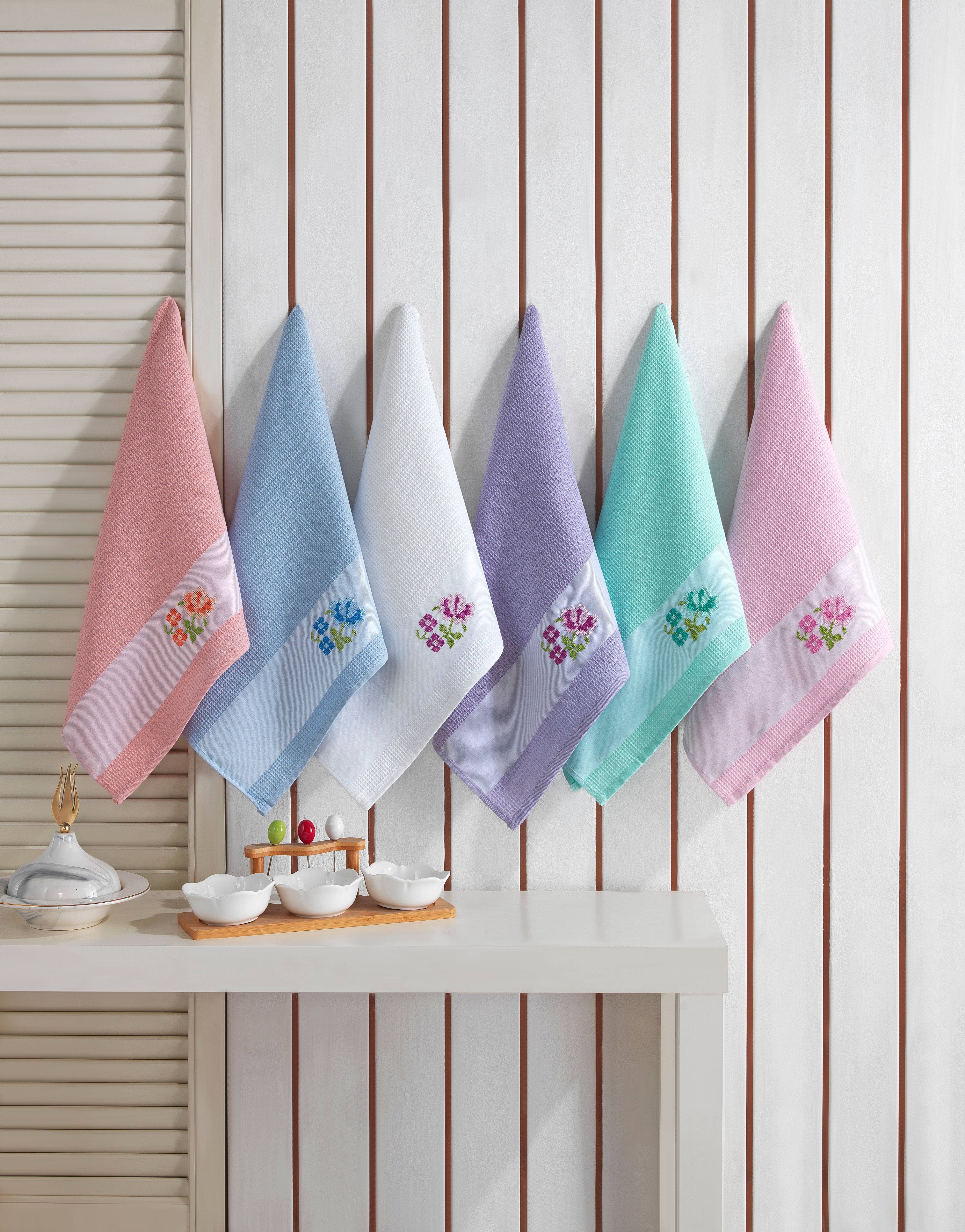 KAFTHAN Jacquard Kitchen Towels Set of 6, Cotton Kitchen Dish