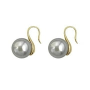 KAGAYD Grey Pearl Earrings For Women French Light And High End Temperament Round Ear Hooks For Commuting Simple Earrings, Grey